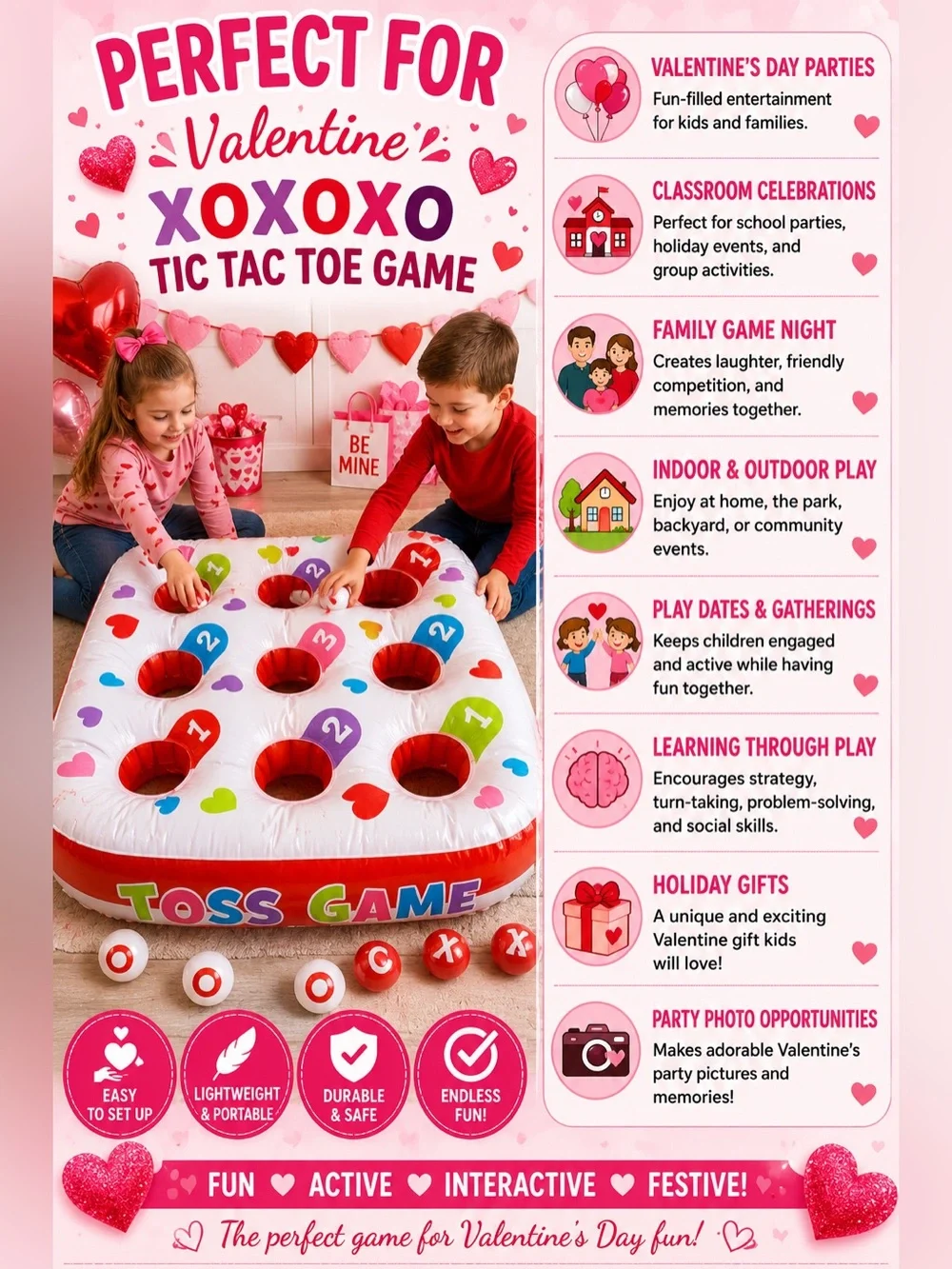 Valentine XOXOXO Tic Tac Toe Inflate Game